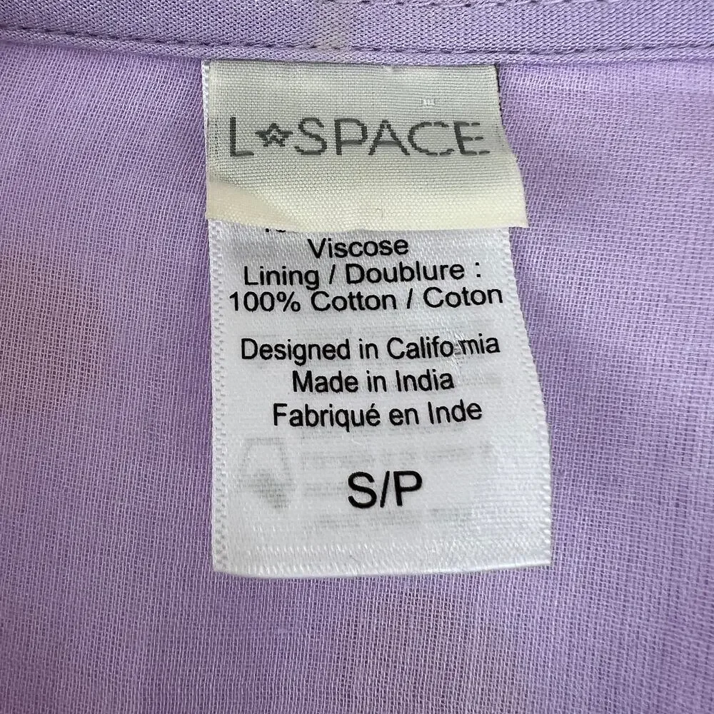 L Space Jordan Polka Dot V-Neck Flutter Sleeve Button-Front Dress Lilac Purple S - Picture 9 of 9